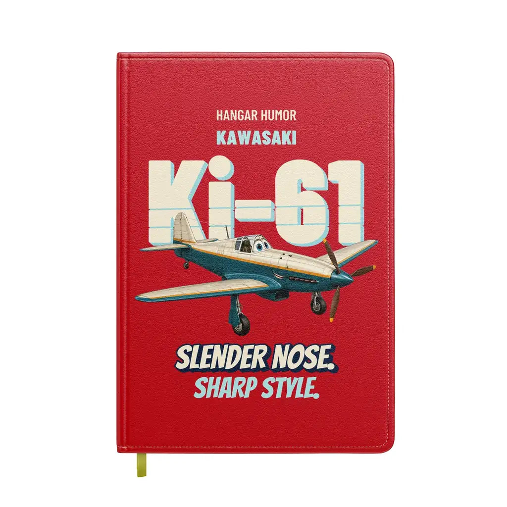 Kawasaki Ki-61 Hien - Slender nose. Sharp style. design on red notebook
