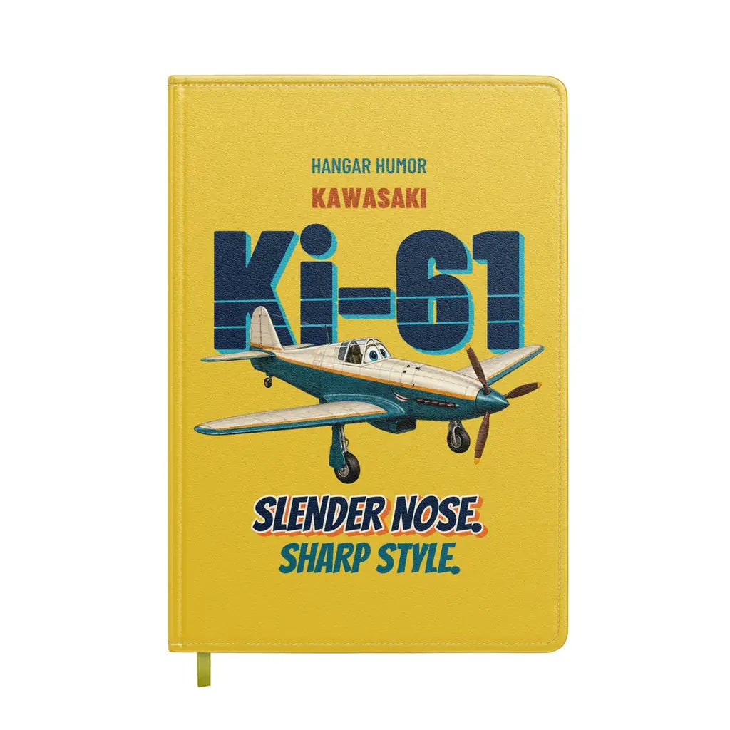 Kawasaki Ki-61 Hien - Slender nose. Sharp style. design on yellow notebook