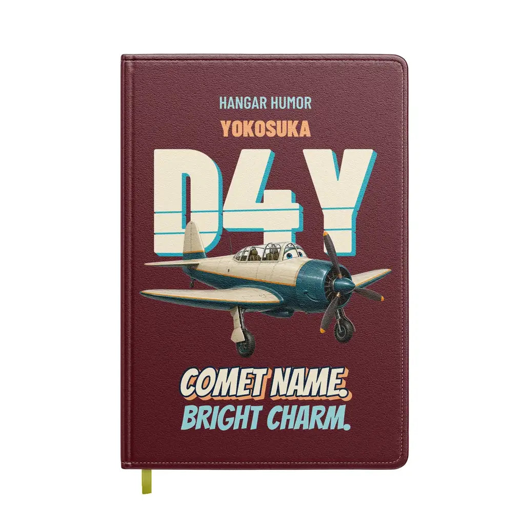 Yokosuka D4Y Suisei - Comet name. Bright charm. design on dark red notebook