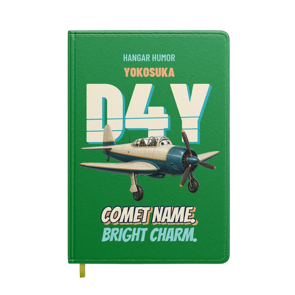 Yokosuka D4Y Suisei - Comet name. Bright charm. design on green notebook