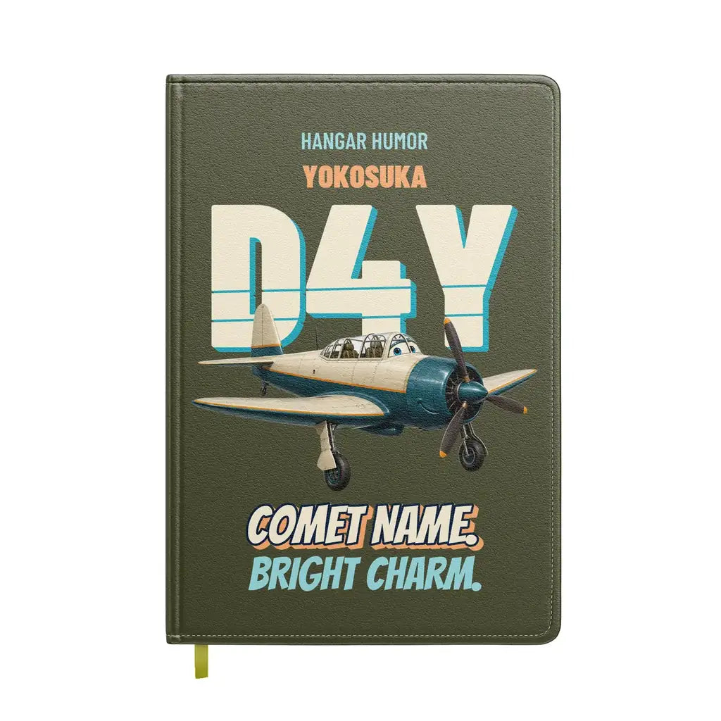 Yokosuka D4Y Suisei - Comet name. Bright charm. design on green army notebook