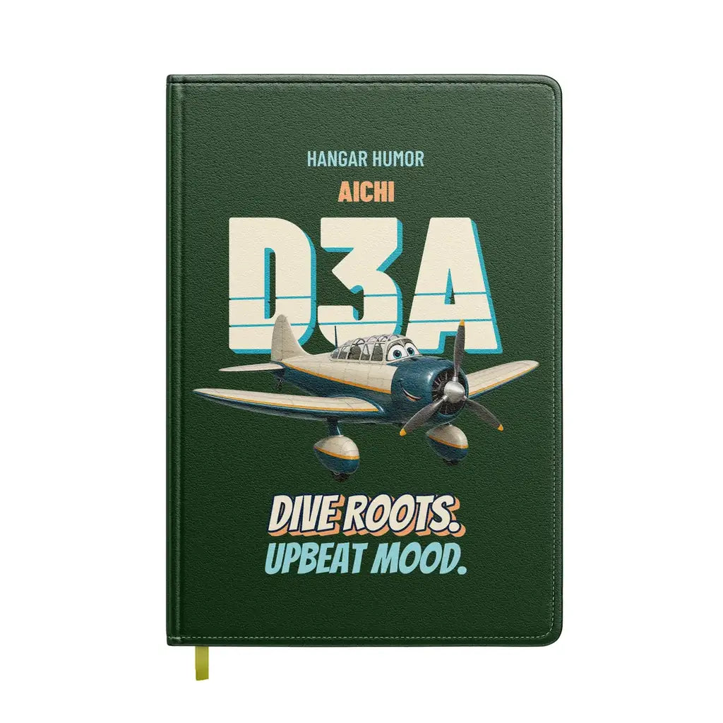 Aichi D3A Val - Dive roots. Upbeat mood. design on dark green notebook
