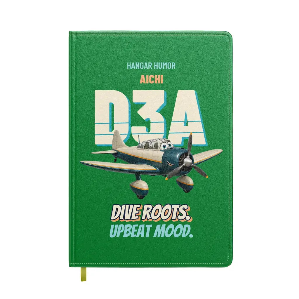 Aichi D3A Val - Dive roots. Upbeat mood. design on green notebook