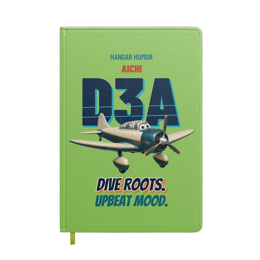 Aichi D3A Val - Dive roots. Upbeat mood. design on light green notebook