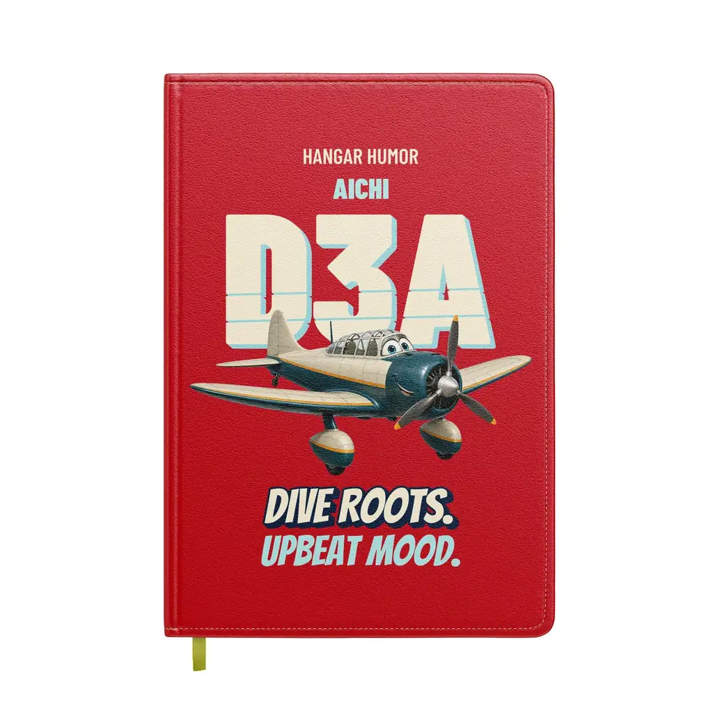 Aichi D3A Val - Dive roots. Upbeat mood. design on red notebook