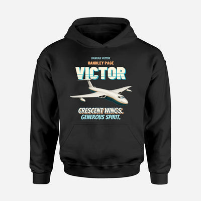 Handley Page VICTOR K.2 - Crescent wings. Generous spirit. design on black hoodie single side