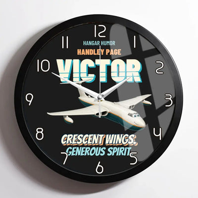Handley Page VICTOR K.2 - Crescent wings. Generous spirit. design on black framed wall clock