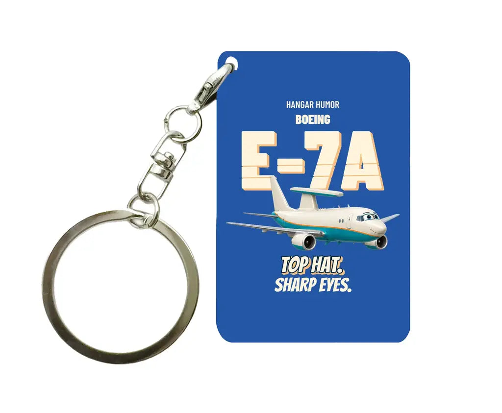 Boeing E-7A Wedgetail - Top hat. Sharp eyes. design on blue key chain