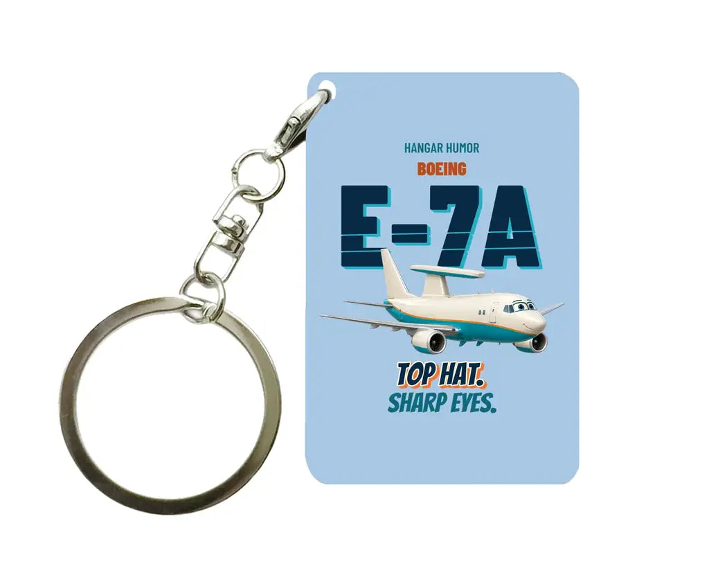 Boeing E-7A Wedgetail - Top hat. Sharp eyes. design on light blue key chain