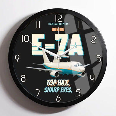 Boeing E-7A Wedgetail - Top hat. Sharp eyes. design on black framed wall clock