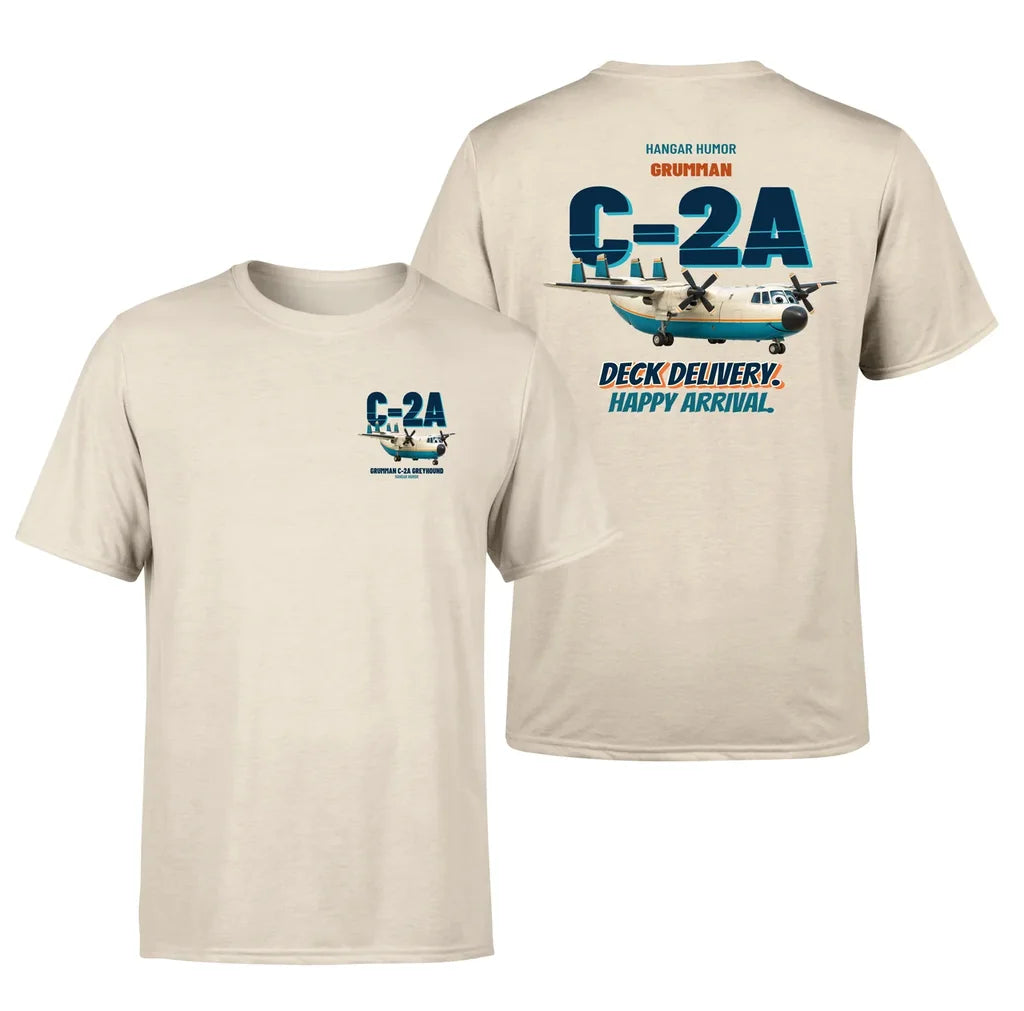 Grumman C-2A Greyhound - Deck delivery. Happy arrival. - Double-Side T-Shirt design on beige double side t shirt