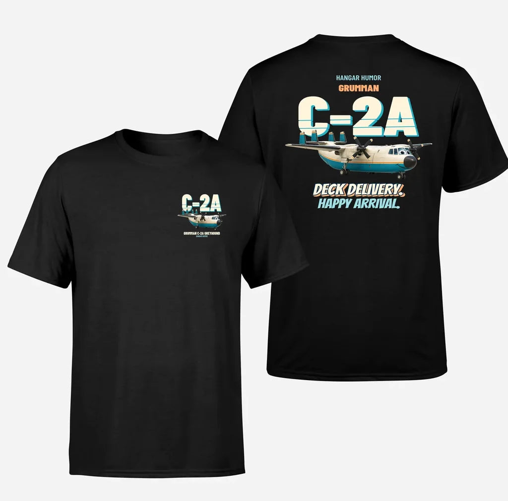 Grumman C-2A Greyhound - Deck delivery. Happy arrival. - Double-Side T-Shirt design on black double side t shirt