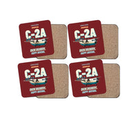 Thumbnail for Grumman C-2A Greyhound - Deck delivery. Happy arrival. design on dark red 4 pieces set coaster
