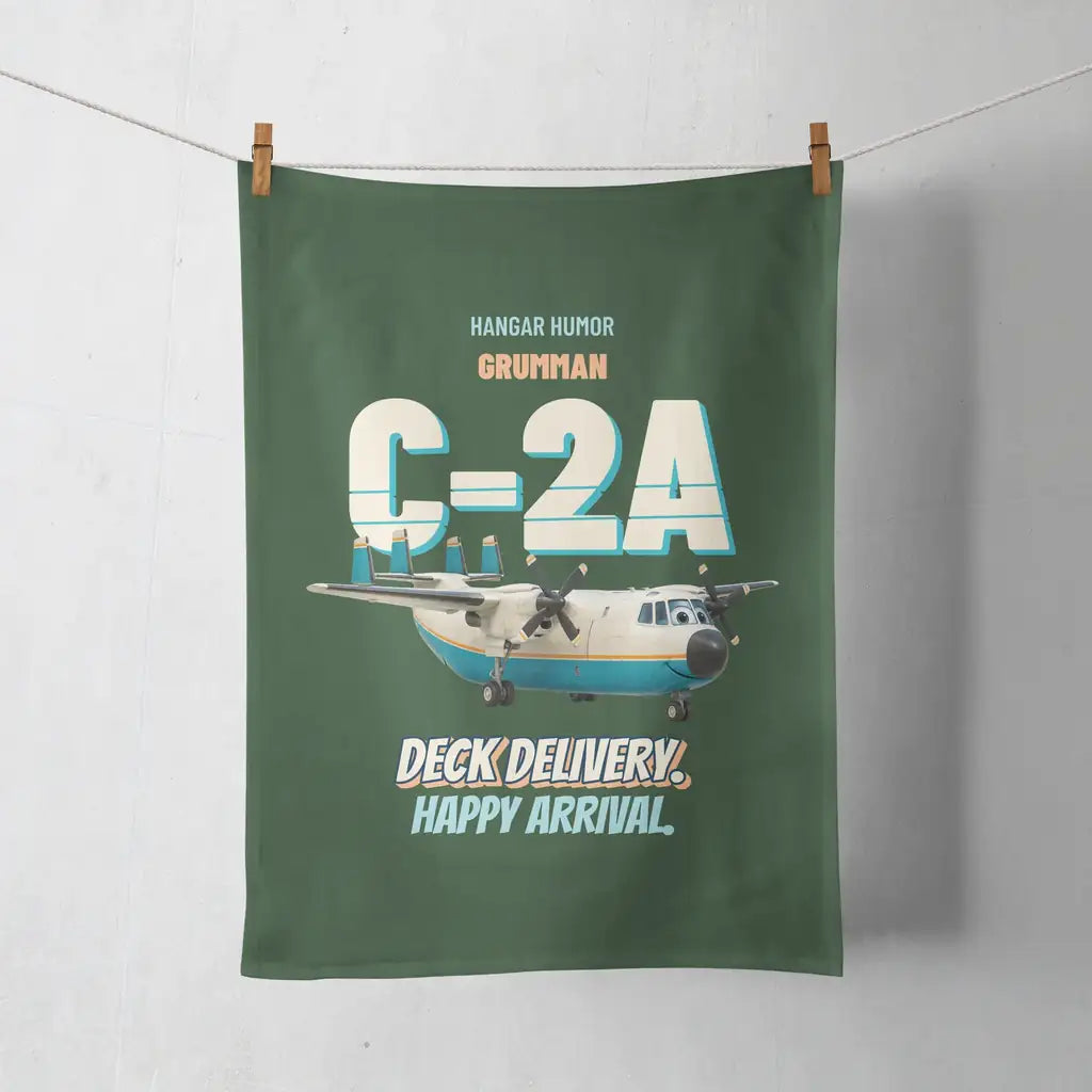 Grumman C-2A Greyhound - Deck delivery. Happy arrival. design on dark green towel