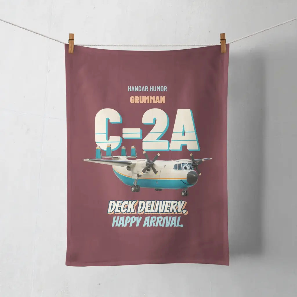 Grumman C-2A Greyhound - Deck delivery. Happy arrival. design on dark red towel