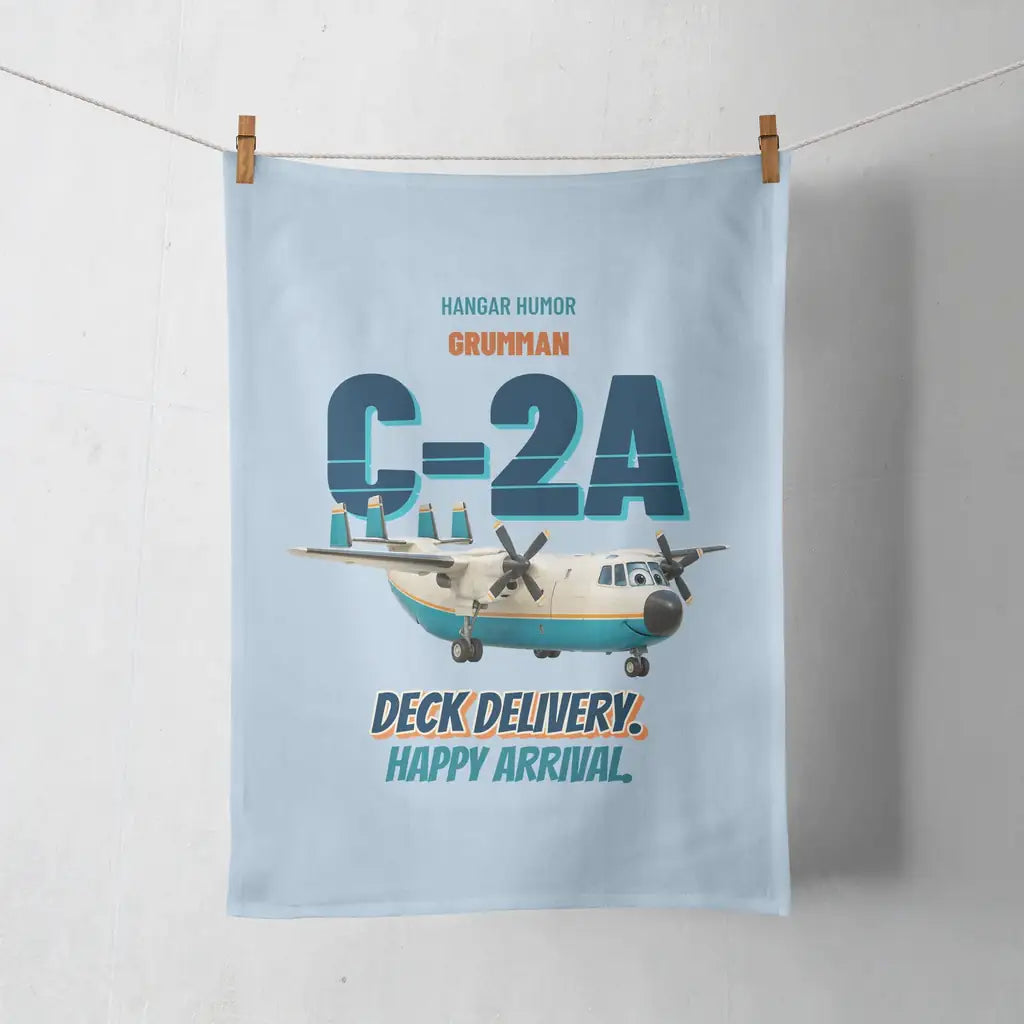Grumman C-2A Greyhound - Deck delivery. Happy arrival. design on light blue towel