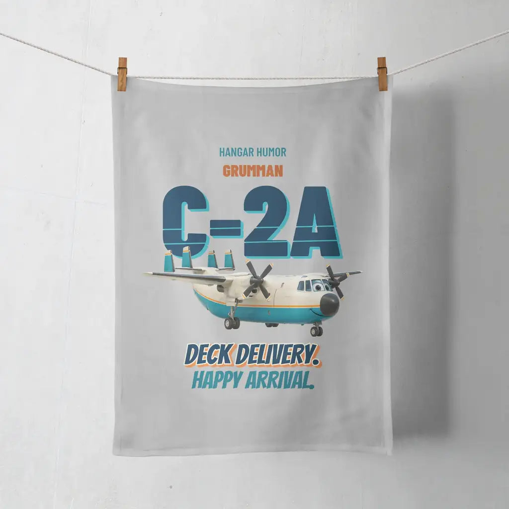 Grumman C-2A Greyhound - Deck delivery. Happy arrival. design on light gray towel