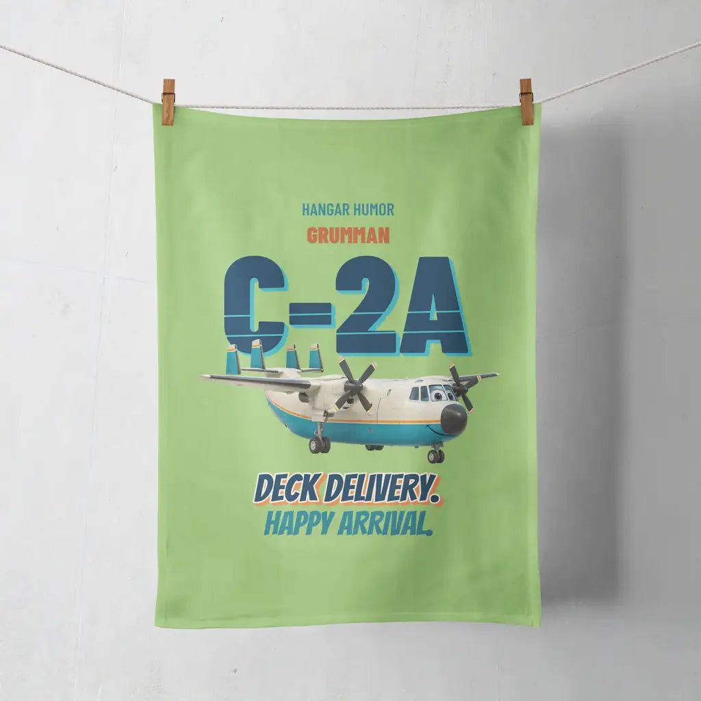 Grumman C-2A Greyhound - Deck delivery. Happy arrival. design on light green towel