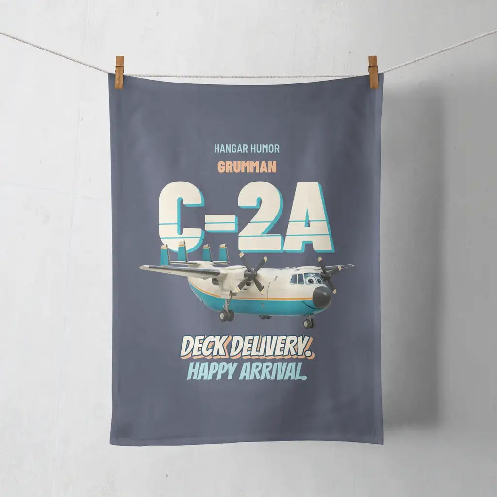 Grumman C-2A Greyhound - Deck delivery. Happy arrival. design on navy blue towel