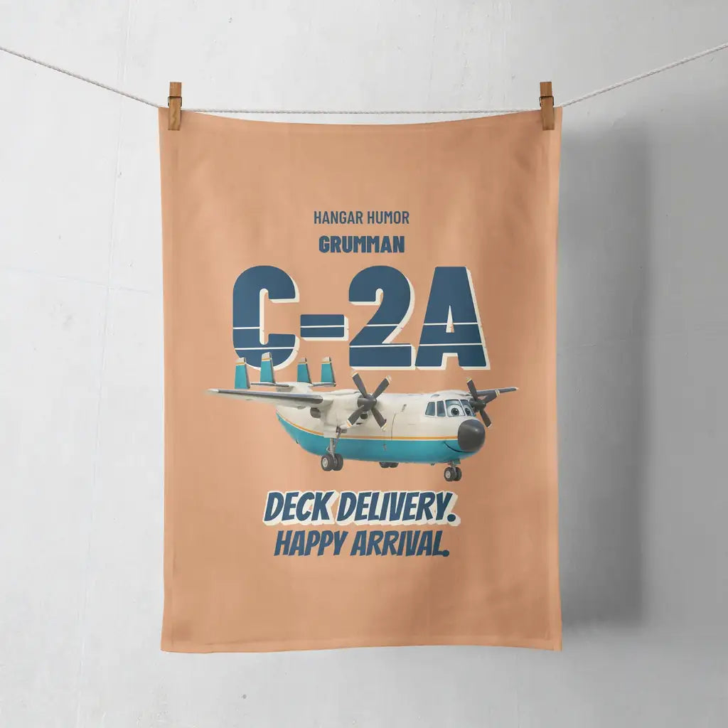 Grumman C-2A Greyhound - Deck delivery. Happy arrival. design on orange towel