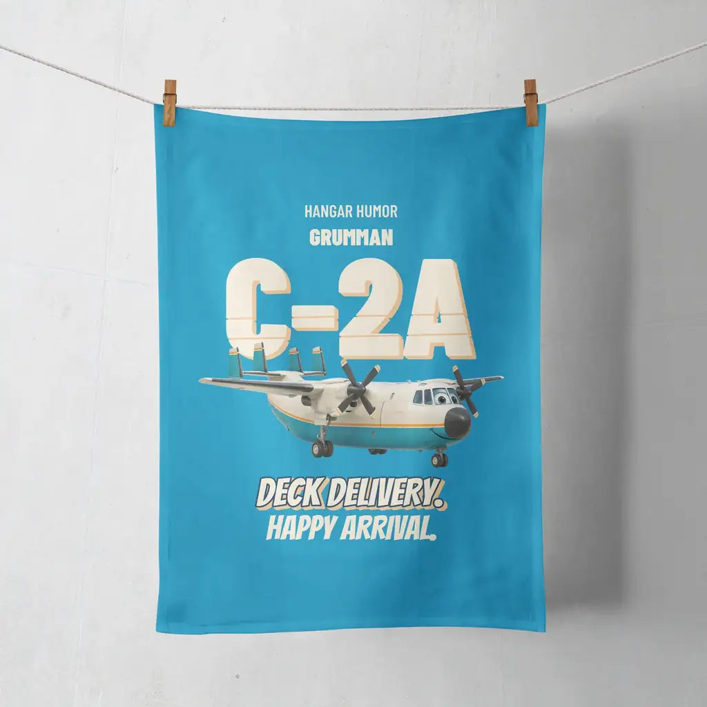 Grumman C-2A Greyhound - Deck delivery. Happy arrival. design on turquoise towel