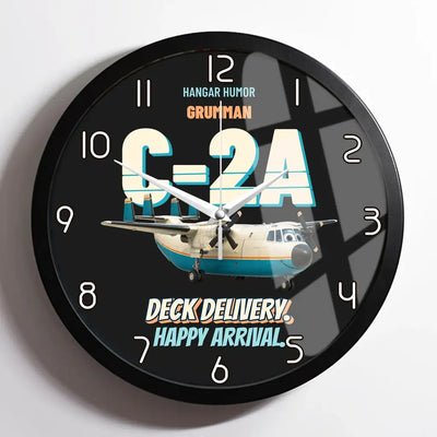 Grumman C-2A Greyhound - Deck delivery. Happy arrival. design on black framed wall clock