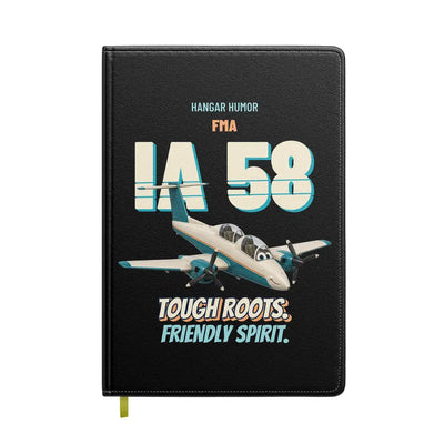 FMA IA 58 Pucara - Tough roots. Friendly spirit. design on black notebook