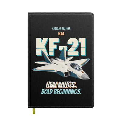 KAI KF-21 Boramae - New wings. Bold beginnings. design on black notebook