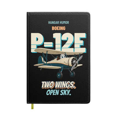 Boeing P-12E - Two wings. Open sky. design on black notebook