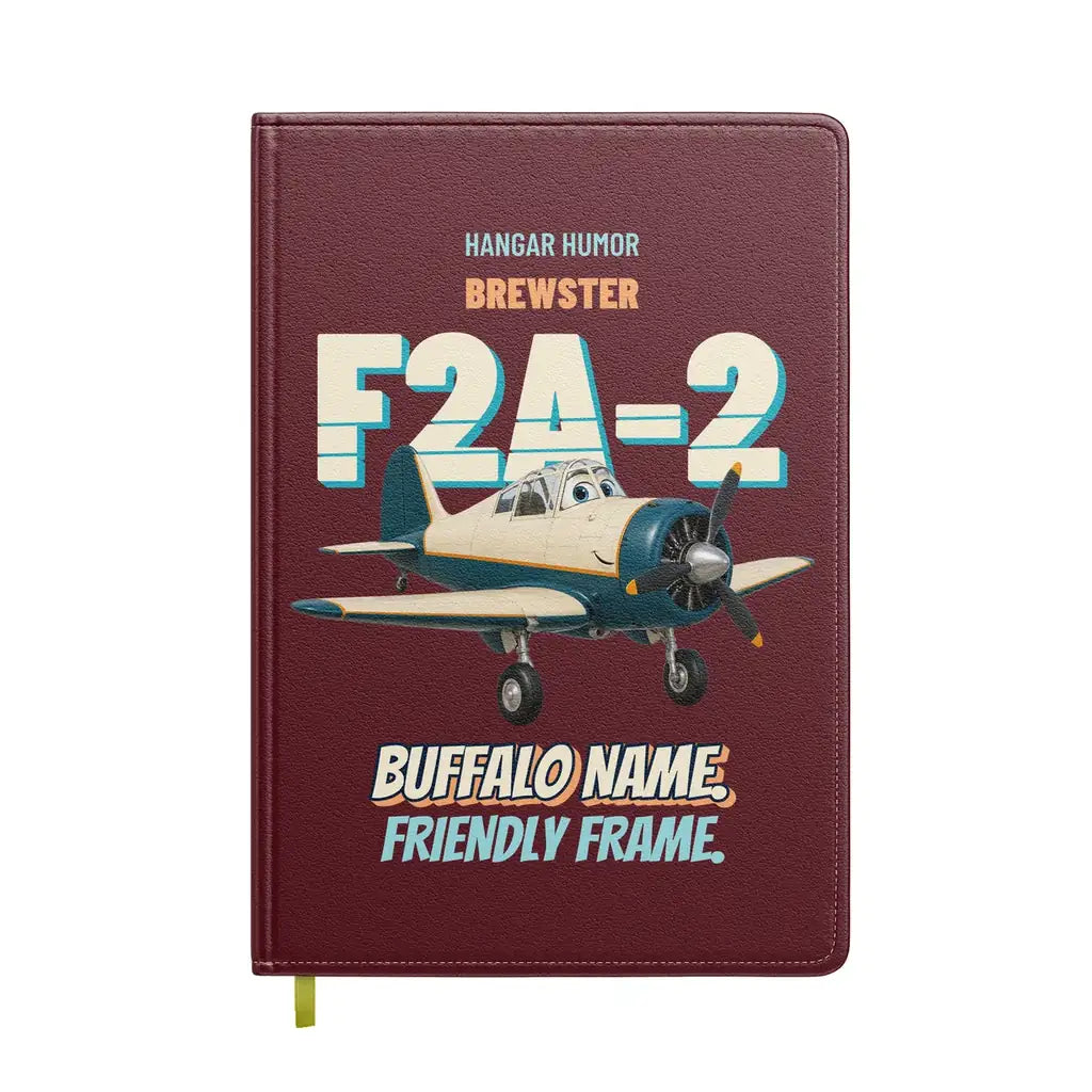 Brewster F2A-2 Buffalo - Buffalo name. Friendly frame. design on dark red notebook