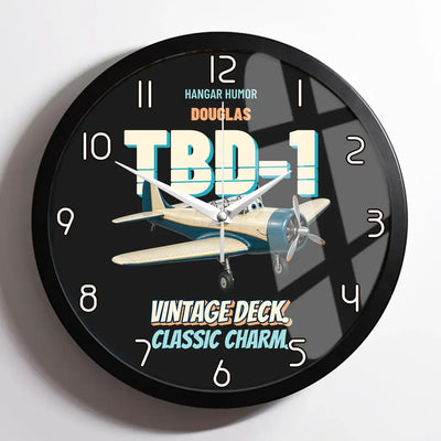 Douglas TBD-1 Devastator - Vintage deck. Classic charm. design on black framed wall clock