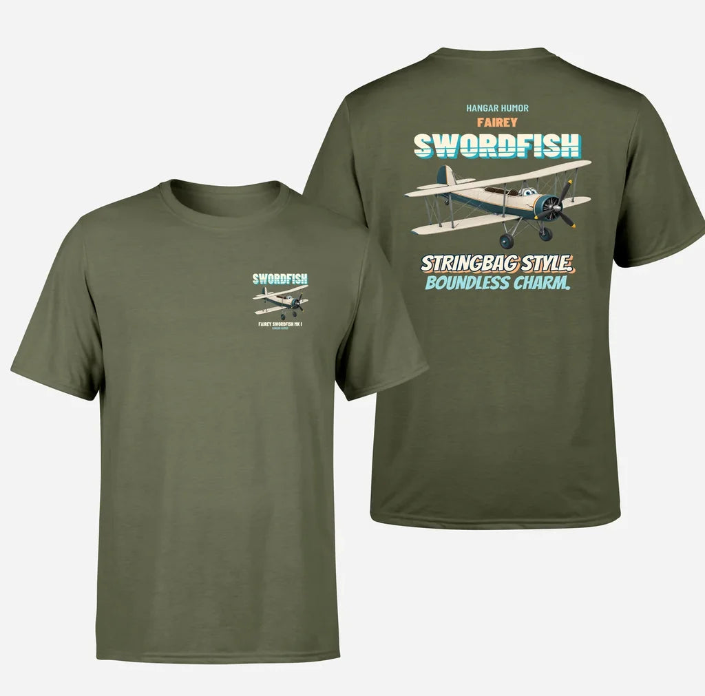 Fairey Swordfish Mk I - Stringbag style. Boundless charm. - Double-Side T-Shirt design on greenarmy double side t shirt