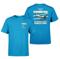 Thumbnail for Fairey Swordfish Mk I - Stringbag style. Boundless charm. - Double-Side T-Shirt design on turquoise double side t shirt