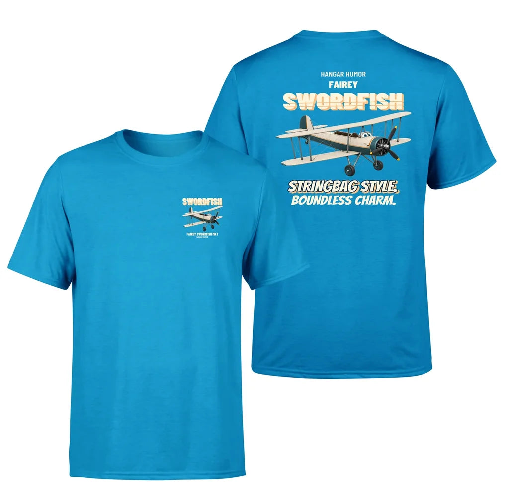 Fairey Swordfish Mk I - Stringbag style. Boundless charm. - Double-Side T-Shirt design on turquoise double side t shirt