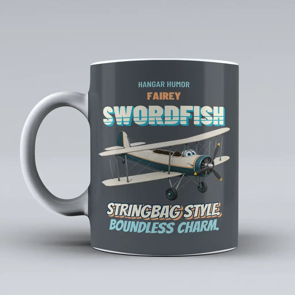 Fairey Swordfish Mk I - Stringbag style. Boundless charm. design on gray ceramic mug