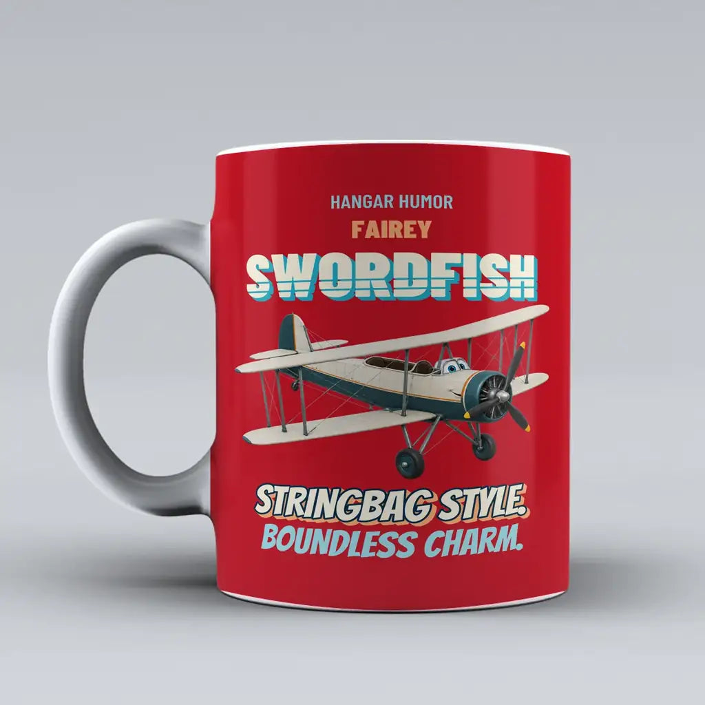 Fairey Swordfish Mk I - Stringbag style. Boundless charm. design on red ceramic mug