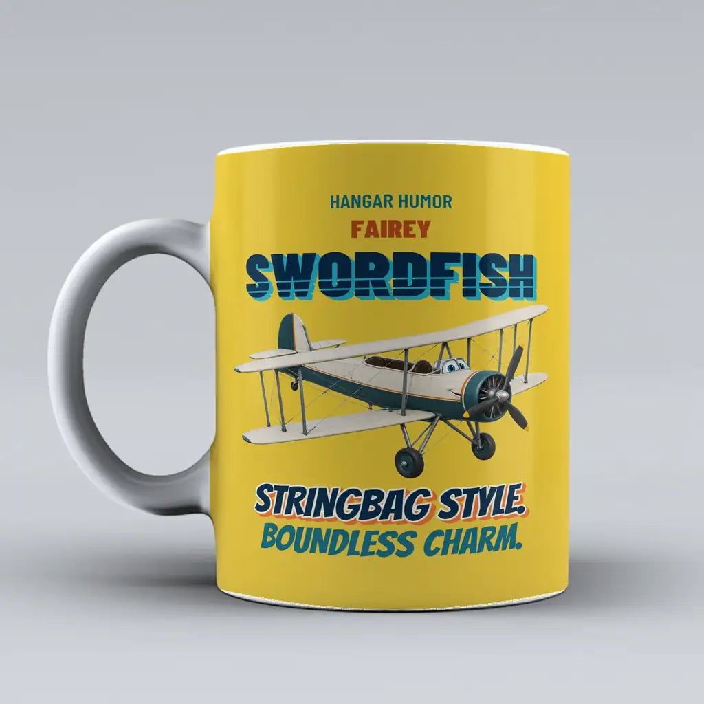 Fairey Swordfish Mk I - Stringbag style. Boundless charm. design on yellow ceramic mug