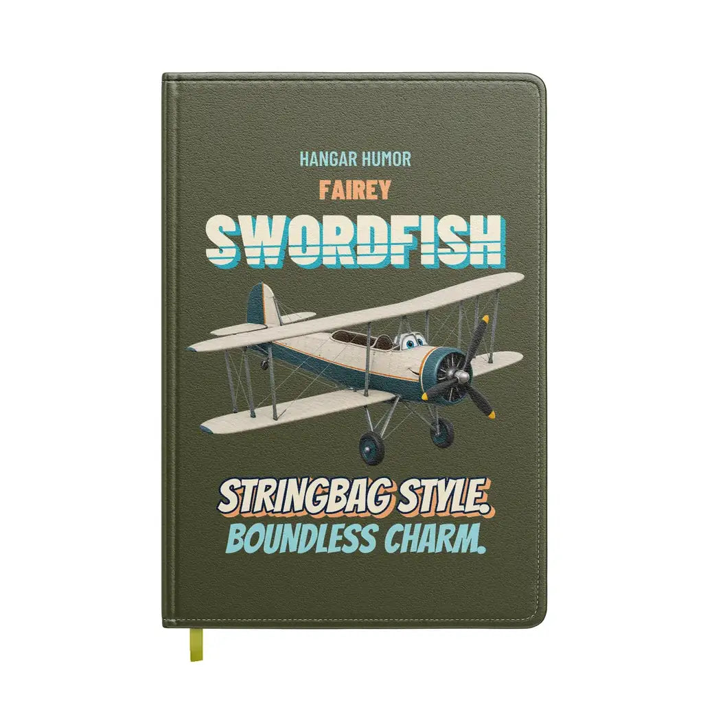 Fairey Swordfish Mk I - Stringbag style. Boundless charm. design on green army notebook