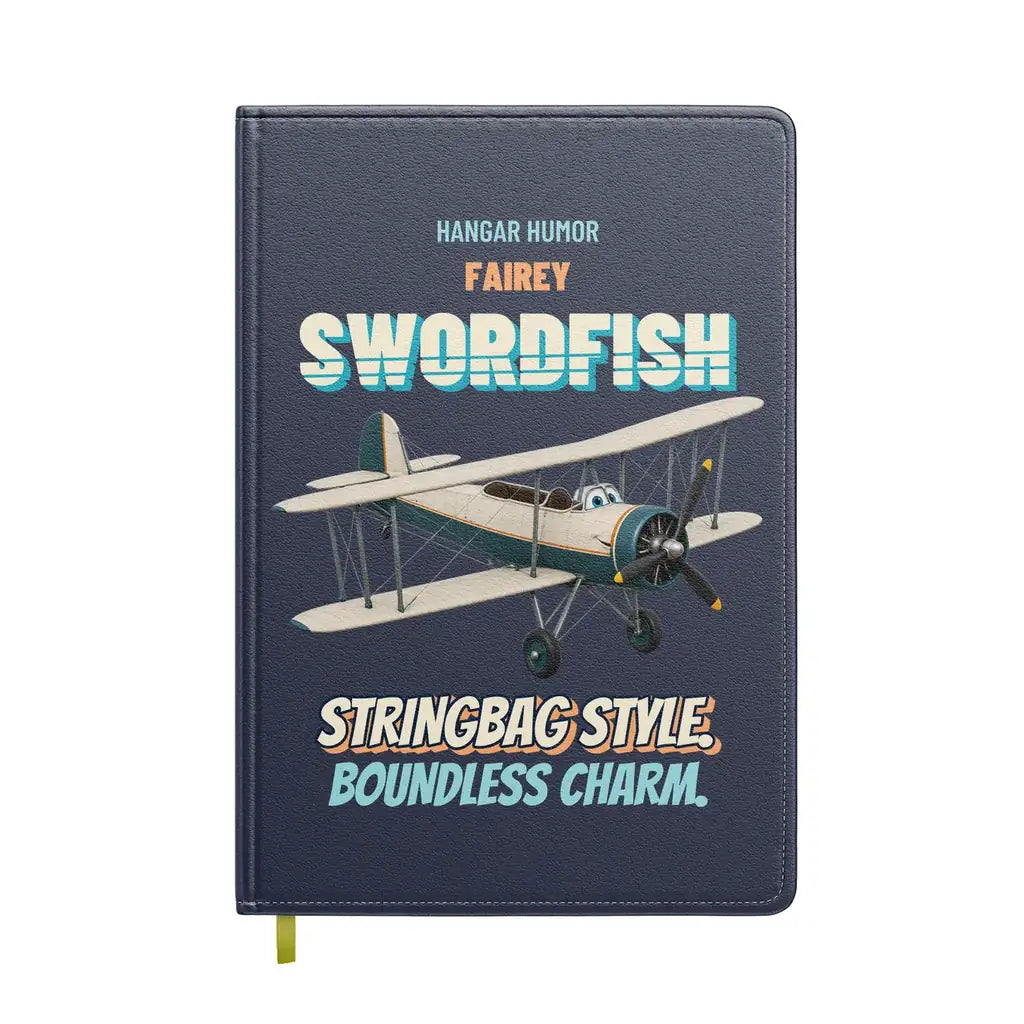 Fairey Swordfish Mk I - Stringbag style. Boundless charm. design on navy blue notebook