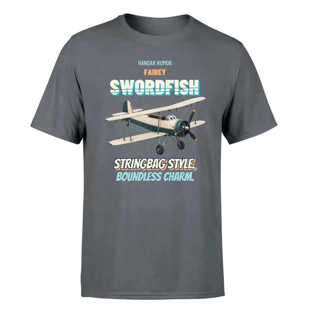 Fairey Swordfish Mk I - Stringbag style. Boundless charm. - Premium T-Shirt design on gray premium t shirt