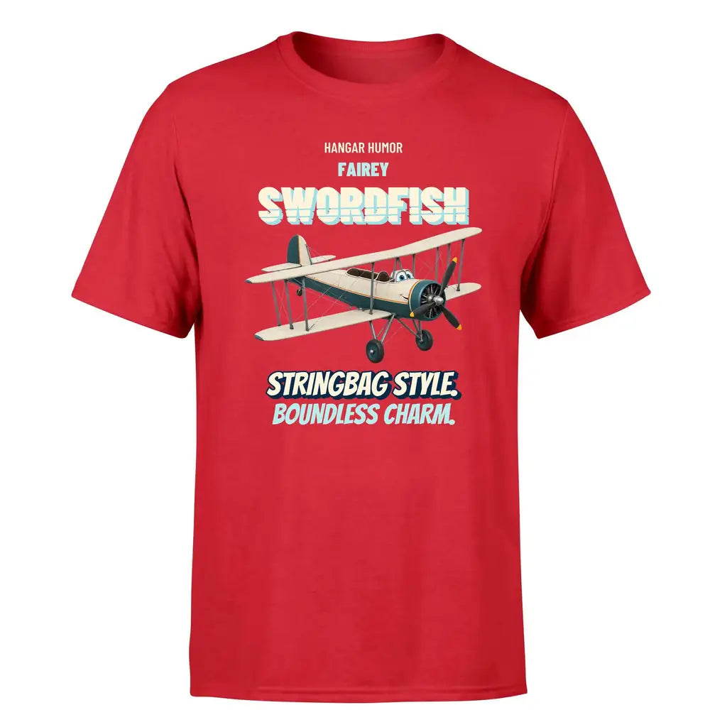 Fairey Swordfish Mk I - Stringbag style. Boundless charm. - Premium T-Shirt design on red premium t shirt