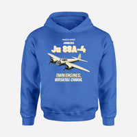 Thumbnail for Junkers Ju 88A-4 - Twin engines. Versatile charm. design on blue hoodie single side
