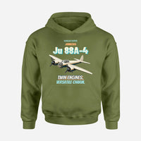 Thumbnail for Junkers Ju 88A-4 - Twin engines. Versatile charm. design on green army hoodie single side
