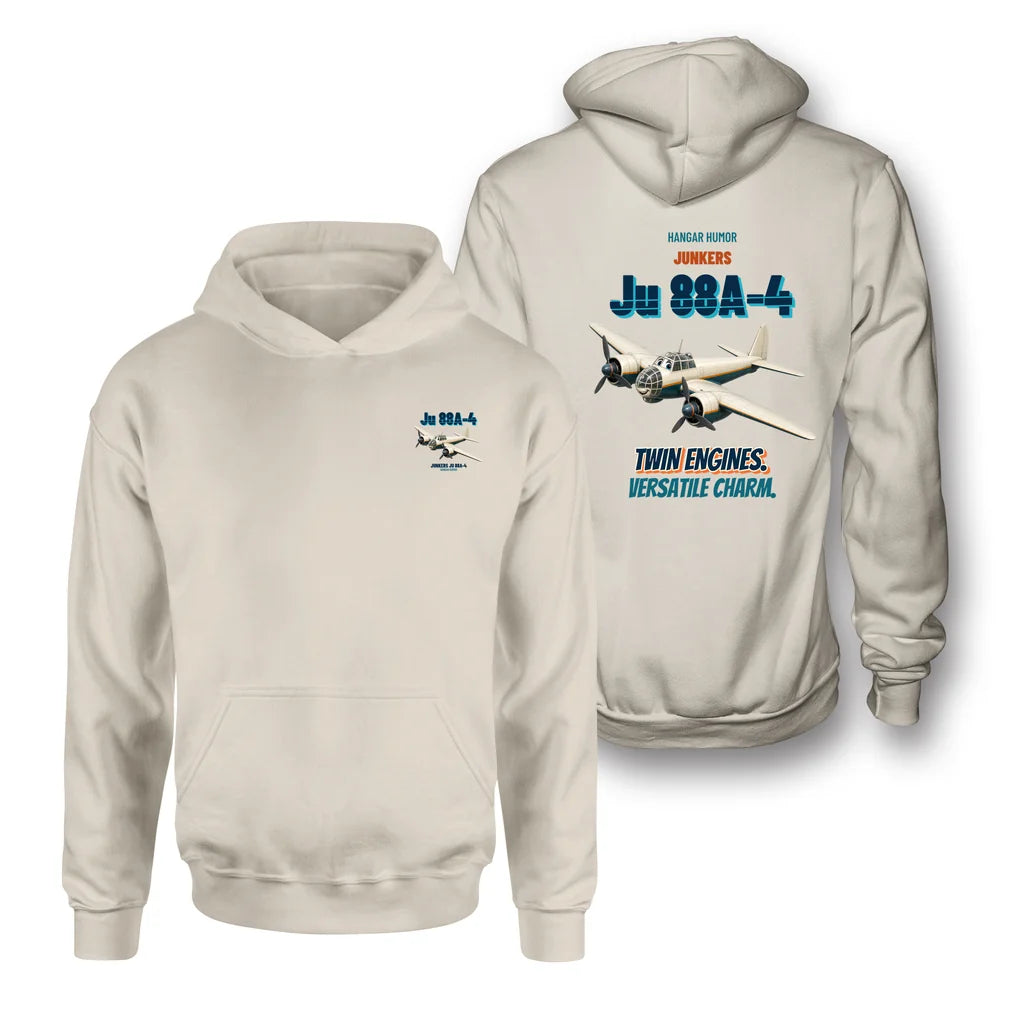 Junkers Ju 88A-4 - Twin engines. Versatile charm. - Double-Side Hoodie design on khaki double side hoodie