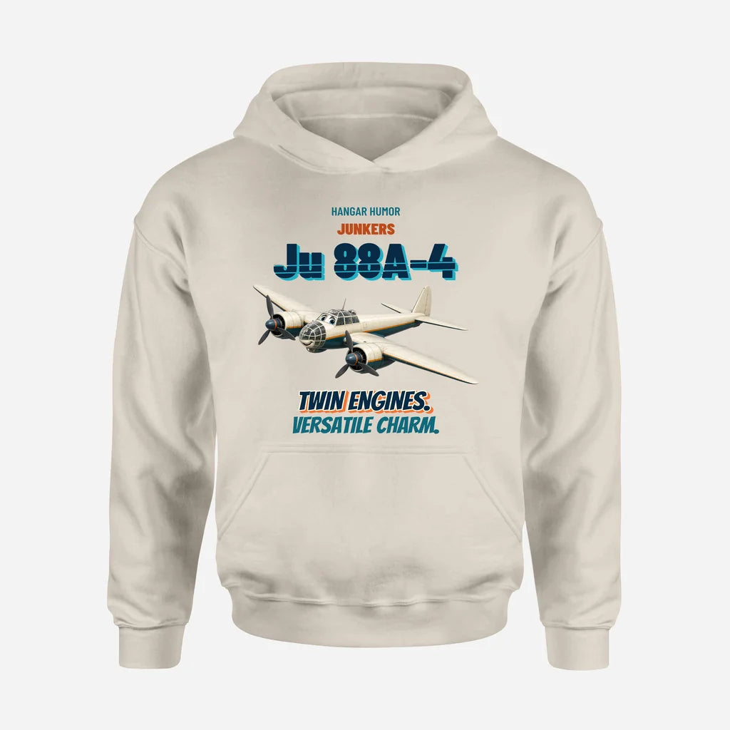 Junkers Ju 88A-4 - Twin engines. Versatile charm. design on khaki hoodie single side