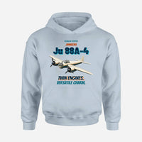 Thumbnail for Junkers Ju 88A-4 - Twin engines. Versatile charm. design on light blue hoodie single side