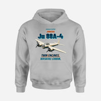 Thumbnail for Junkers Ju 88A-4 - Twin engines. Versatile charm. design on light gray hoodie single side