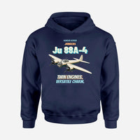 Thumbnail for Junkers Ju 88A-4 - Twin engines. Versatile charm. design on navy blue hoodie single side