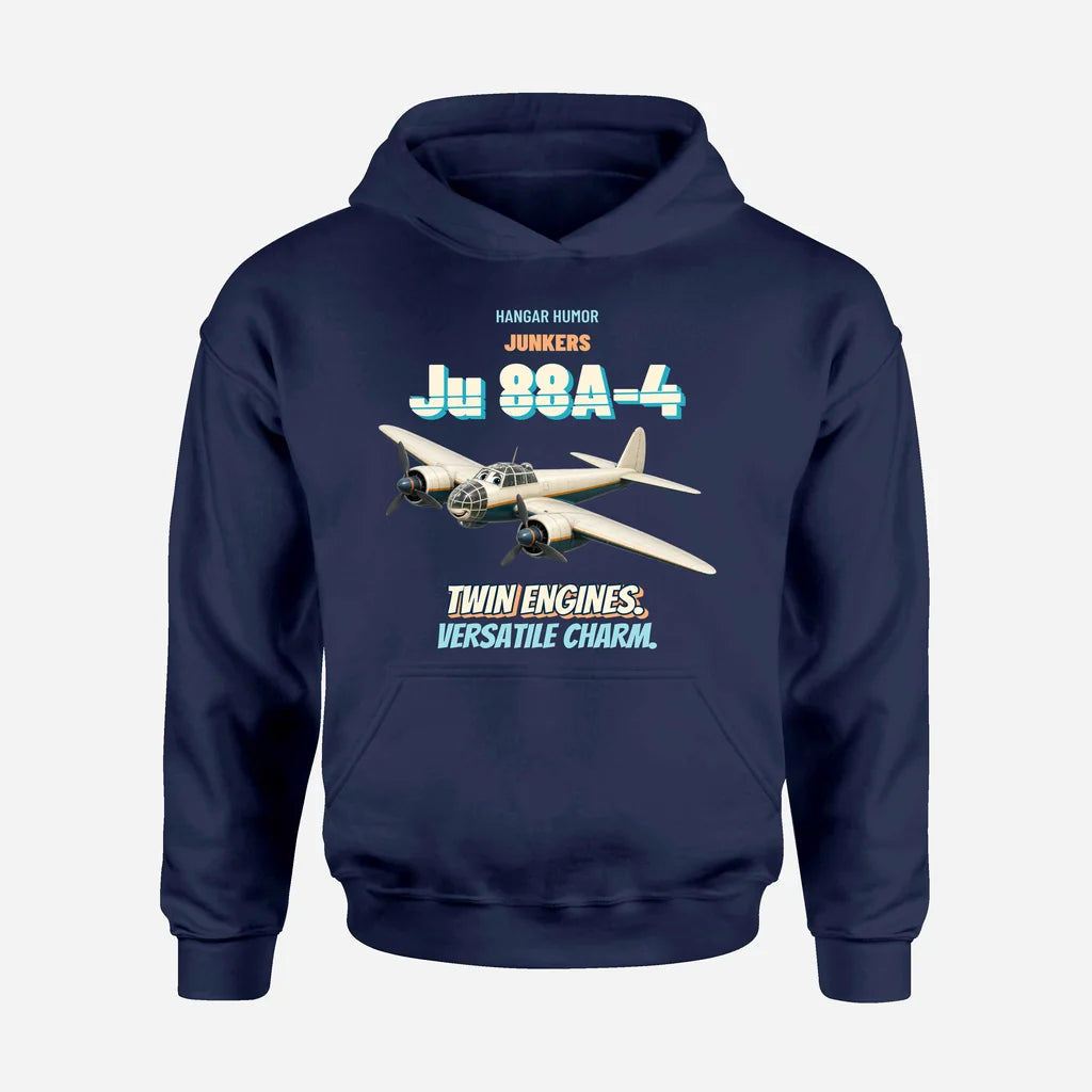 Junkers Ju 88A-4 - Twin engines. Versatile charm. design on navy blue hoodie single side