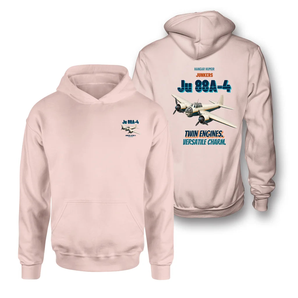 Junkers Ju 88A-4 - Twin engines. Versatile charm. - Double-Side Hoodie design on pink double side hoodie